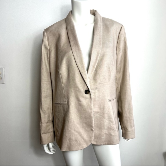 J. Crew Jackets & Blazers - J.Crew Parke Blazer 22 Beige Linen Blend Single Button Career Classic Plus